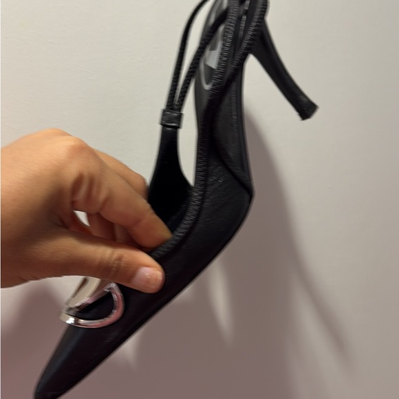 Diesel Black Slingback Heels with Silver Accent - Picture 3 of 4